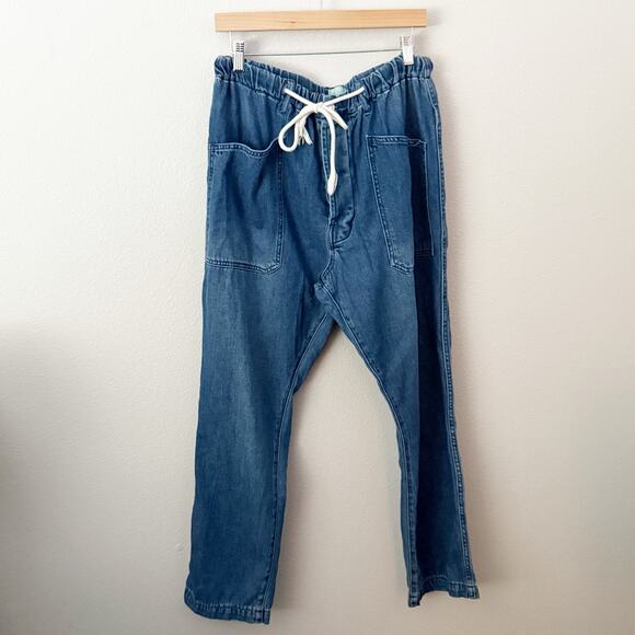 ARTICLES OF SOCIETY | Denim Look Slouchy Drawstring Pants Medium Wash | SIze XL - Picture 2 of 8